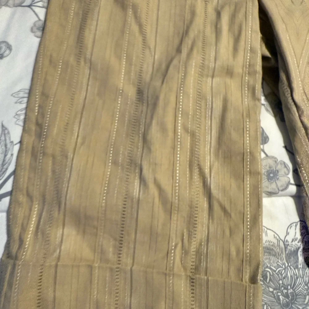 XOXO Tan Striped Capri Pantsuit - Picture 2 of 16